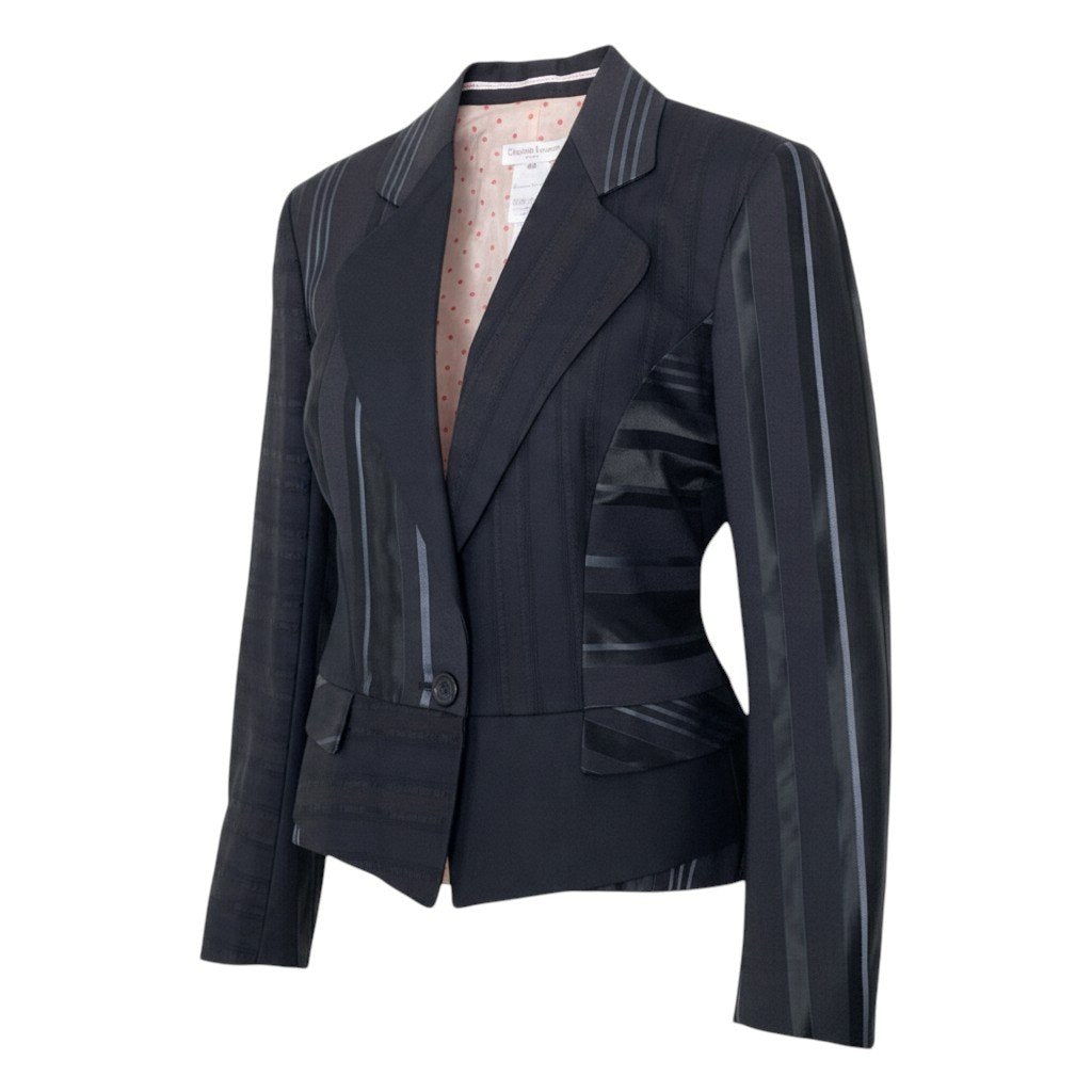 1j20 【美品】Christian Lacroix クリスチャンラクロア テーラードジャケット ブレザー 切替デザイン パッチワーク 40サイズ ブラック レディース 女性用u02t