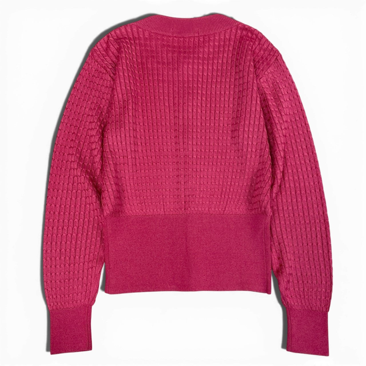 Eb19  Yves Saint Laurent イヴサンローラン 長袖ニットカーディガン トップス 金ボタン M ピンク シルク レディースu02t