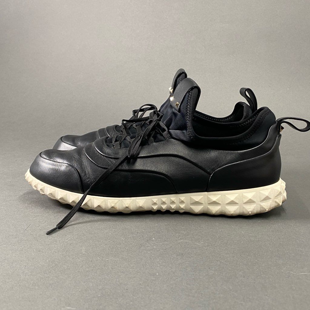 1h14 VALENTINO GARAVANI ヴァレンティノ ガラヴァーニ NEO PLANE SNEAKER ネオプレーンスニーカー 42 ブラック レザー スタッズ シューズ イタリア製