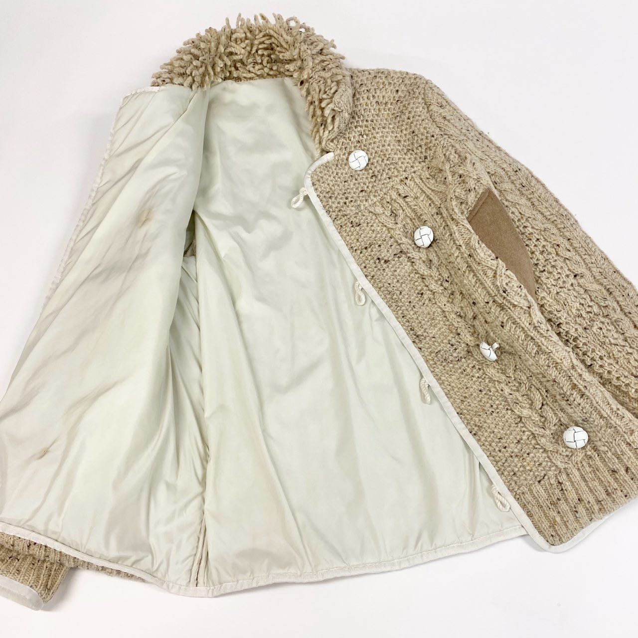 10d3 sacai サカイ コルクボタン ニットジャケット ハーフコート メンズ 紳士服 12-00302M サイズ２ ベージュ ウール100％u02t