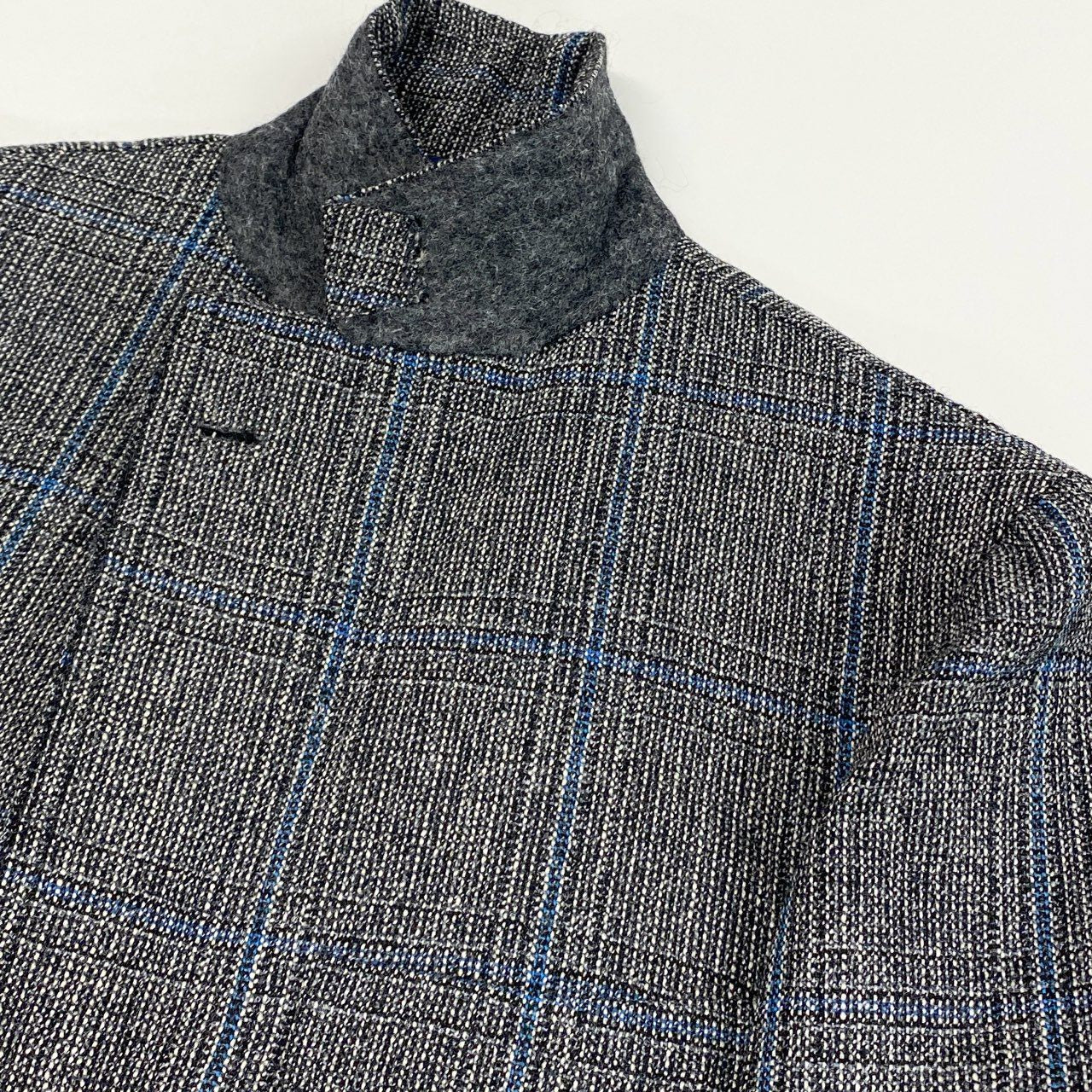 12i26 《美品》 DAL CUORE ダルクオーレ ツイード生地 シングルスーツ セットアップ グレー ブルー チェック ウール メンズu02t