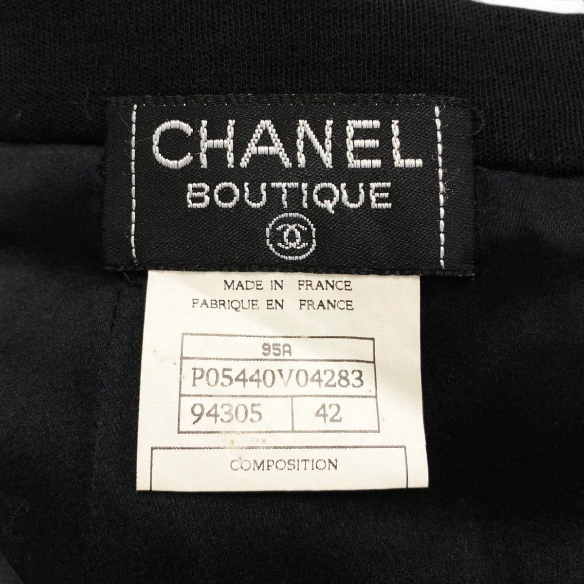 i19 CHANEL 1995年 スカート ココマーク 膝丈 42サイズ ブラック ウール100％ レディース 女性用u02t