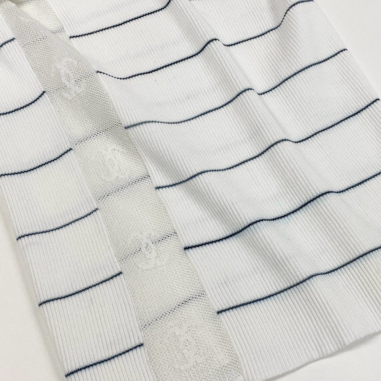 Cb19-2 CHANEL シャネル 2004年 P23260 ココマークデザイン サイドメッシュ 半袖ニット カットソー サイズ38 ホワイト レディース トップス 2ta1