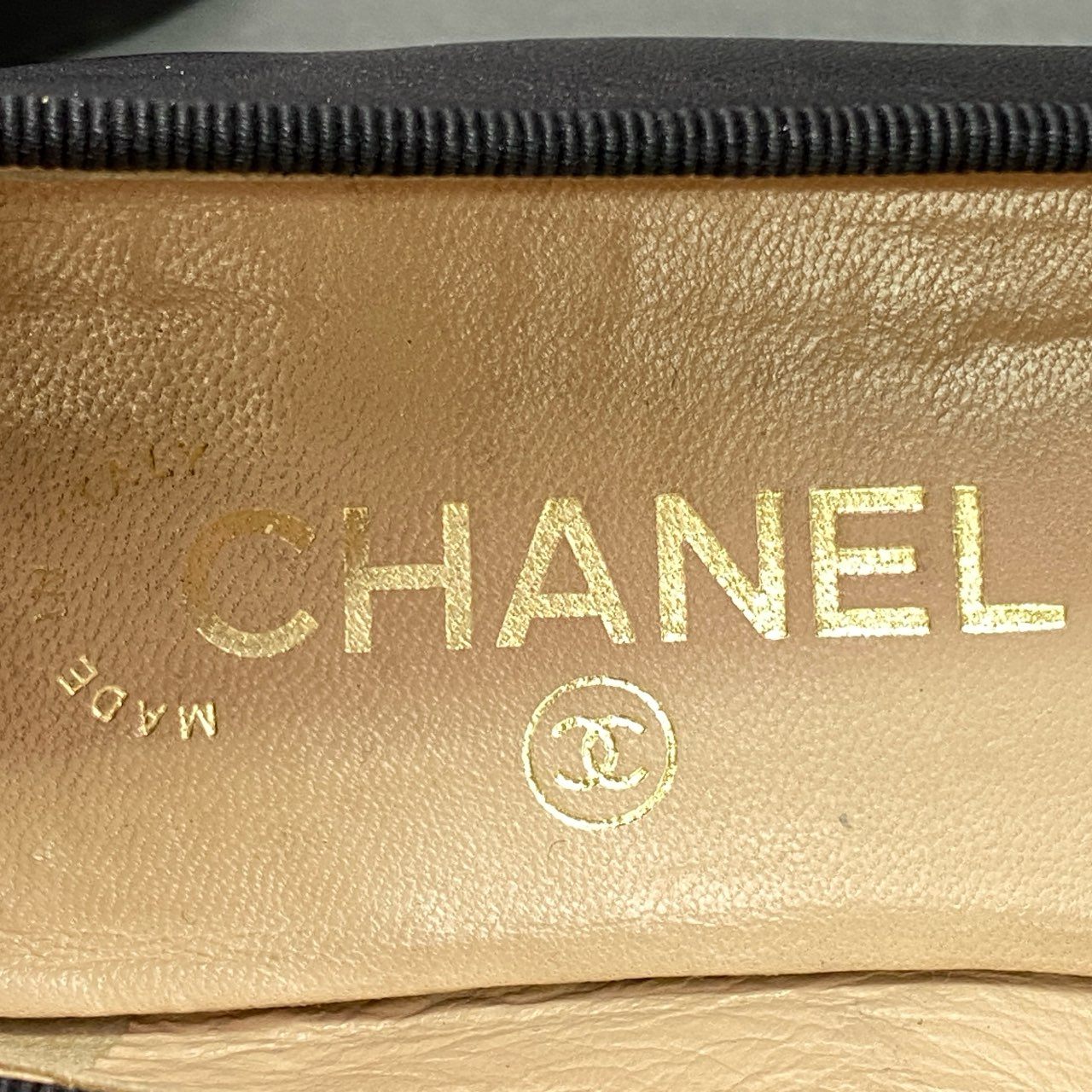 6l4 CHANEL シャネル ココマーク リボン バレエシューズ 35 1/2 ブラック レザー エナメル イタリア製 フラットシューズ 靴