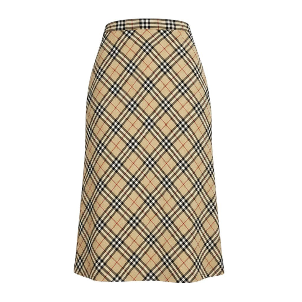 Ig16 BURBERRY LONDON BLUE LABEL バーバリーロンドン ブルーレーベル ノバチェック 台形スカート ミディアム丈 サイズ38 ベージュ レディースo07t