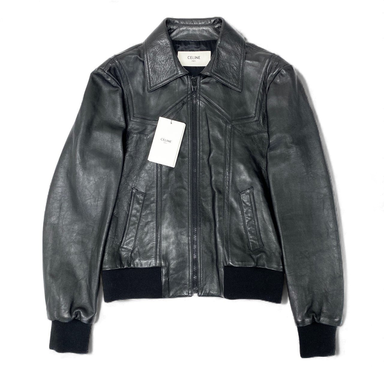 21L9【タグ付き】CELINE セリーヌ 21SS エディスリマン レザージャケット サイズ44 ブラック レザー メンズ ブルゾン アウターk02i