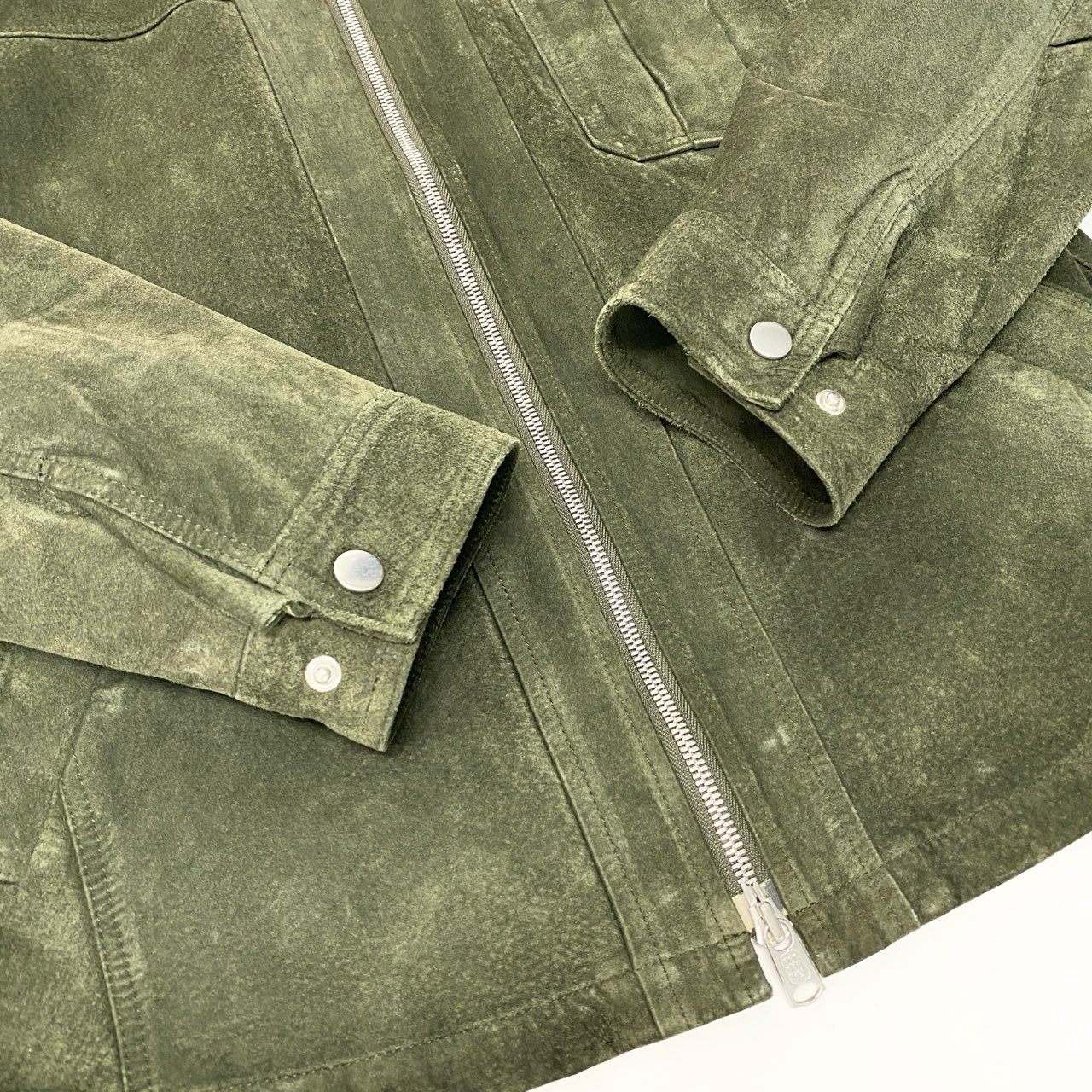 84b27 nonnative ノンネイティブ スウェードレザー レザージャケット ノーカラージャケット サイズ2 カーキグリーン メンズ アウター 羽織k02i