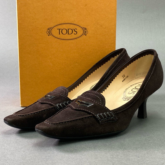 4k6 TOD'S トッズ スウェードレザー パンプス レザーパンプス サイズ36 ダークブラウン レディース 女性用 靴 シューズ