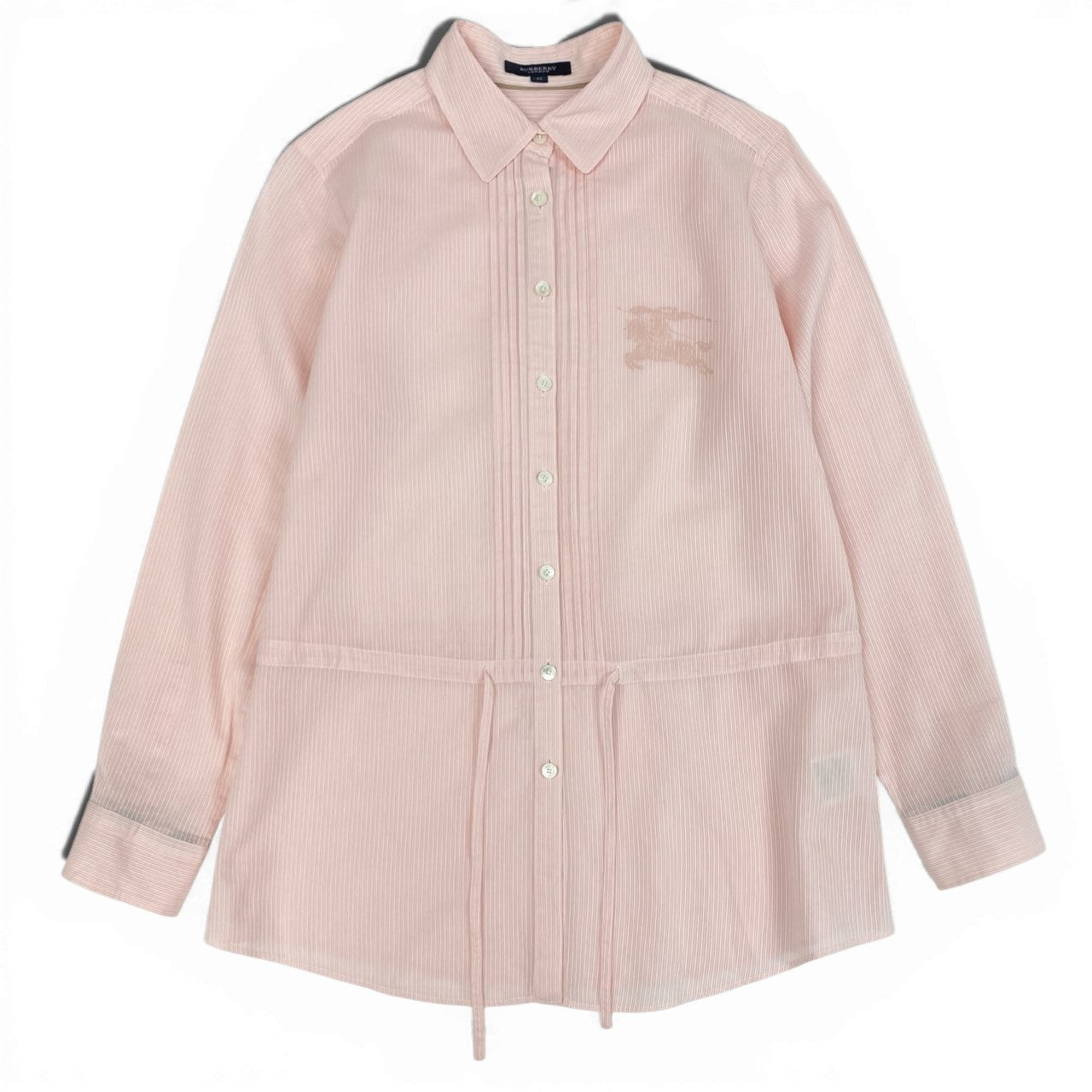 Ib26 BURBERRY LONDON バーバリーロンドン 長袖ブラウス ホースロゴ ストライプシャツ トップス 38 ピンク レディースu02t