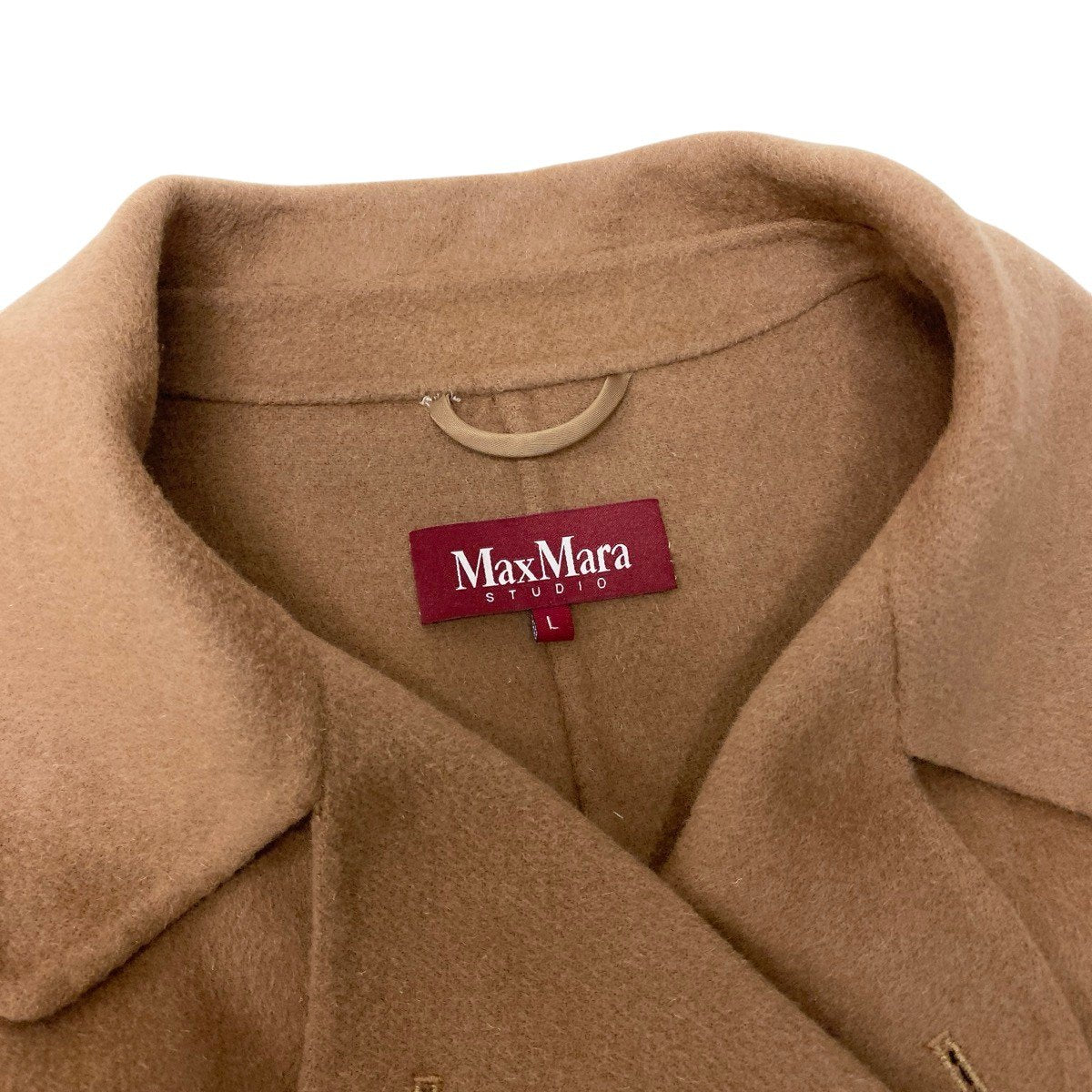 86g15 Max Mara STUDIO マックスマーラ ステュディオ ロング ガウンコート ベルト付 ウール/カシミヤ混 サイズL キャメル レディースu02t