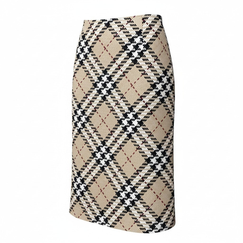 If25 BURBERRY LONDON バーバリー ノバチェック ツイードスカート サイズ40 ベージュ コットン100％ レディースo07t