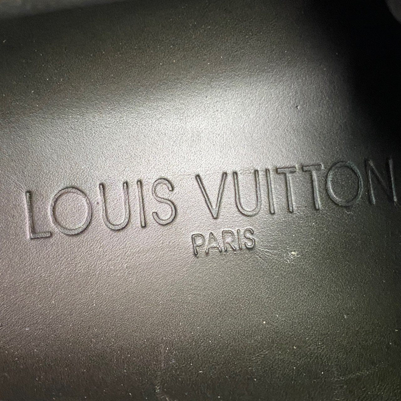 6a9 LOUIS VUITTON ルイヴィトン LV モノグラム レザーキャンバススニーカー 38 グリーン Leather イタリア製 シューズ