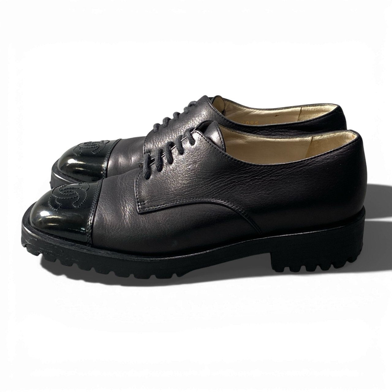 2b5〇 Chanel Coco Mark leather shoes size37 k02i