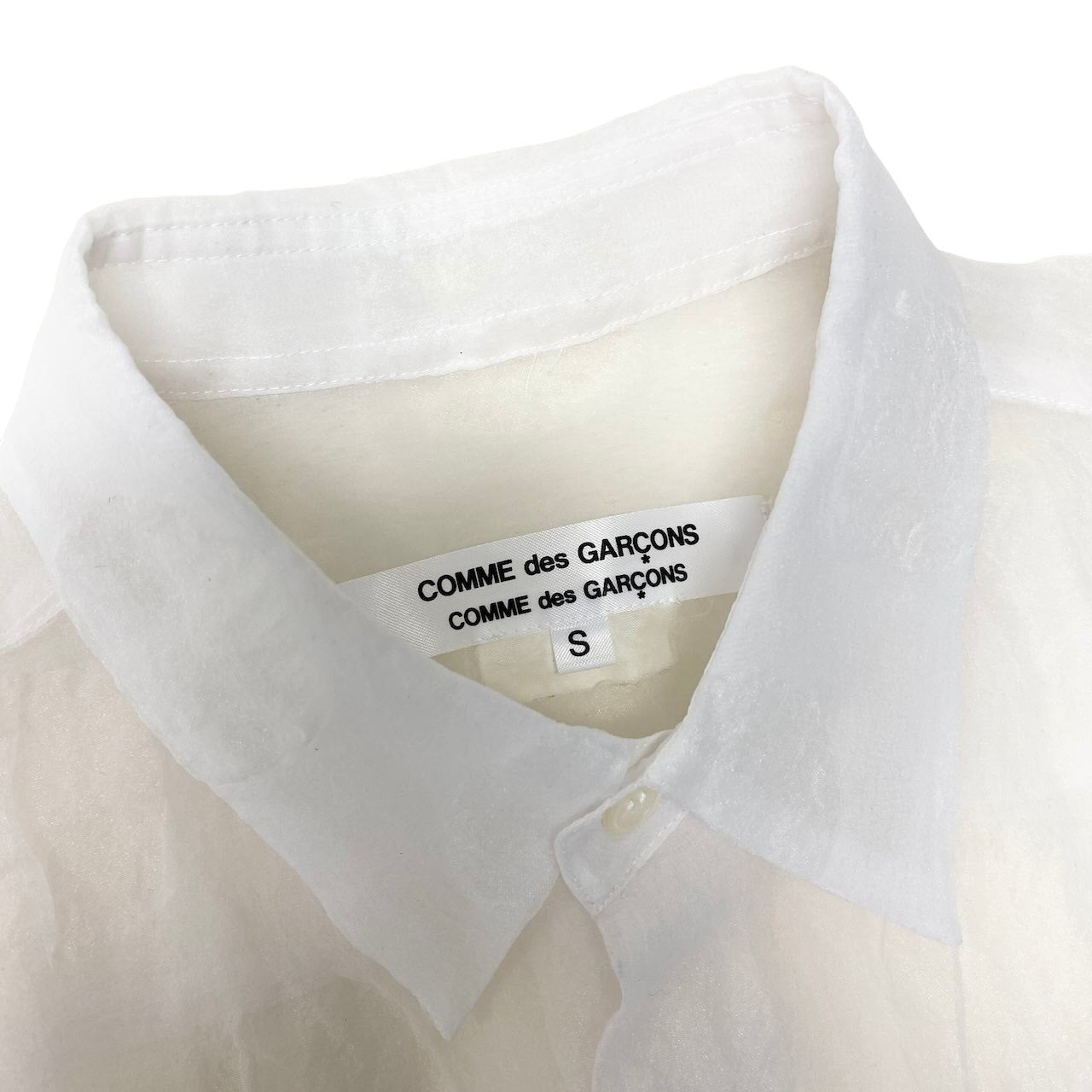 Af8 COMME des GARCONS COMME des GARCONS コムデギャルソン コムコム ロングスリーブ シアーシャツ ドット柄 水玉 AD2009 サイズS ホワイト ポリエステル100％ レディース 女性用u02tu02t