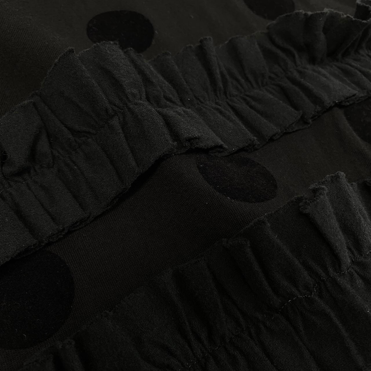 Ae11 tao COMME des GARCONS AD2022 クルーネックTシャツ ドット柄 フリル装飾 TJ-T003 Mサイズ ブラック コットン100％ レディース 女性用ta1