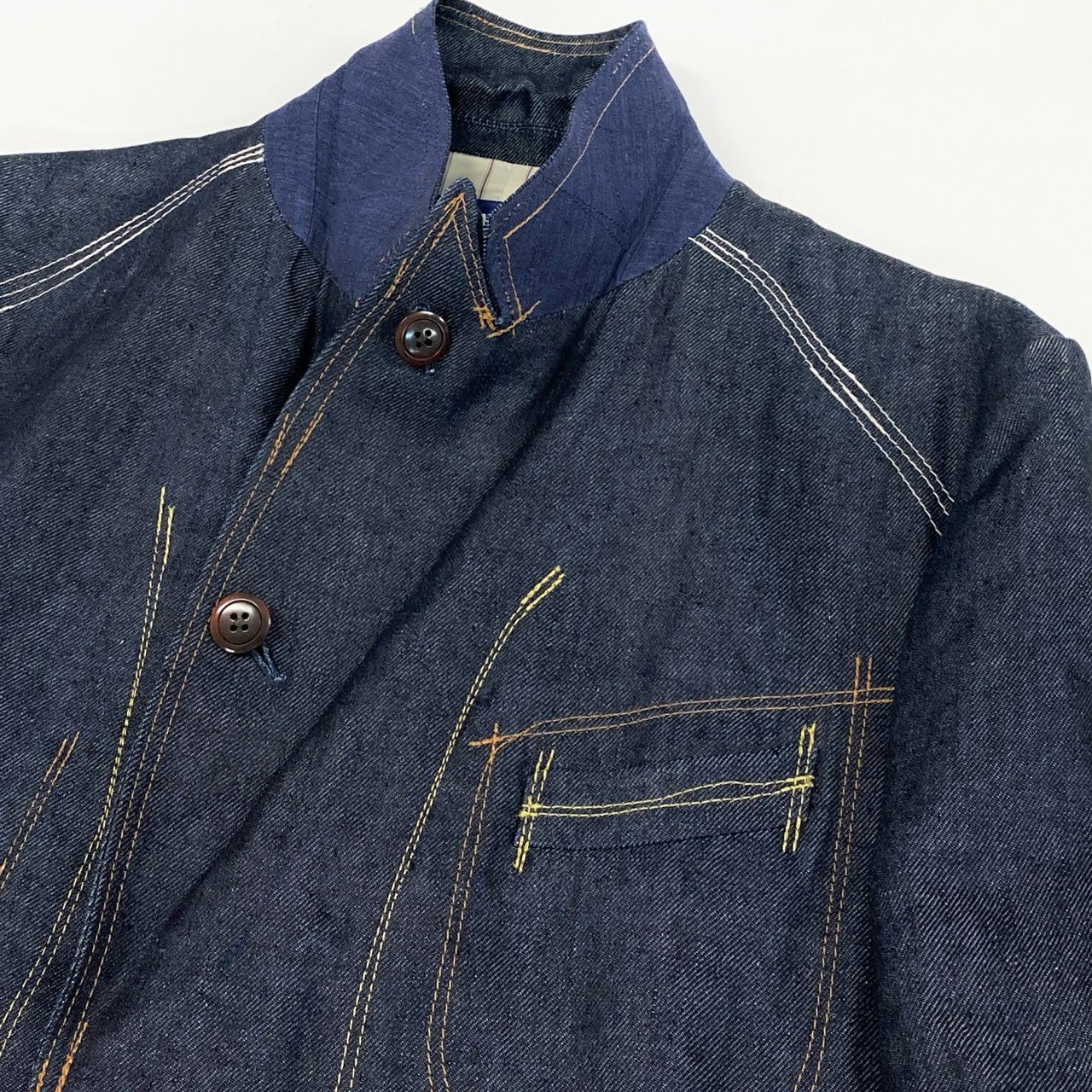 35i9 JUNYA WATANABE COMME des GARCONS MAN ジュンヤワタナベコムデギャルソンマン 日本製 リネンデニム 3Bジャケット  エルボーステッチデザイン ピークドラペル WG-J027 Mサイズ インディゴブルー メンズk02i