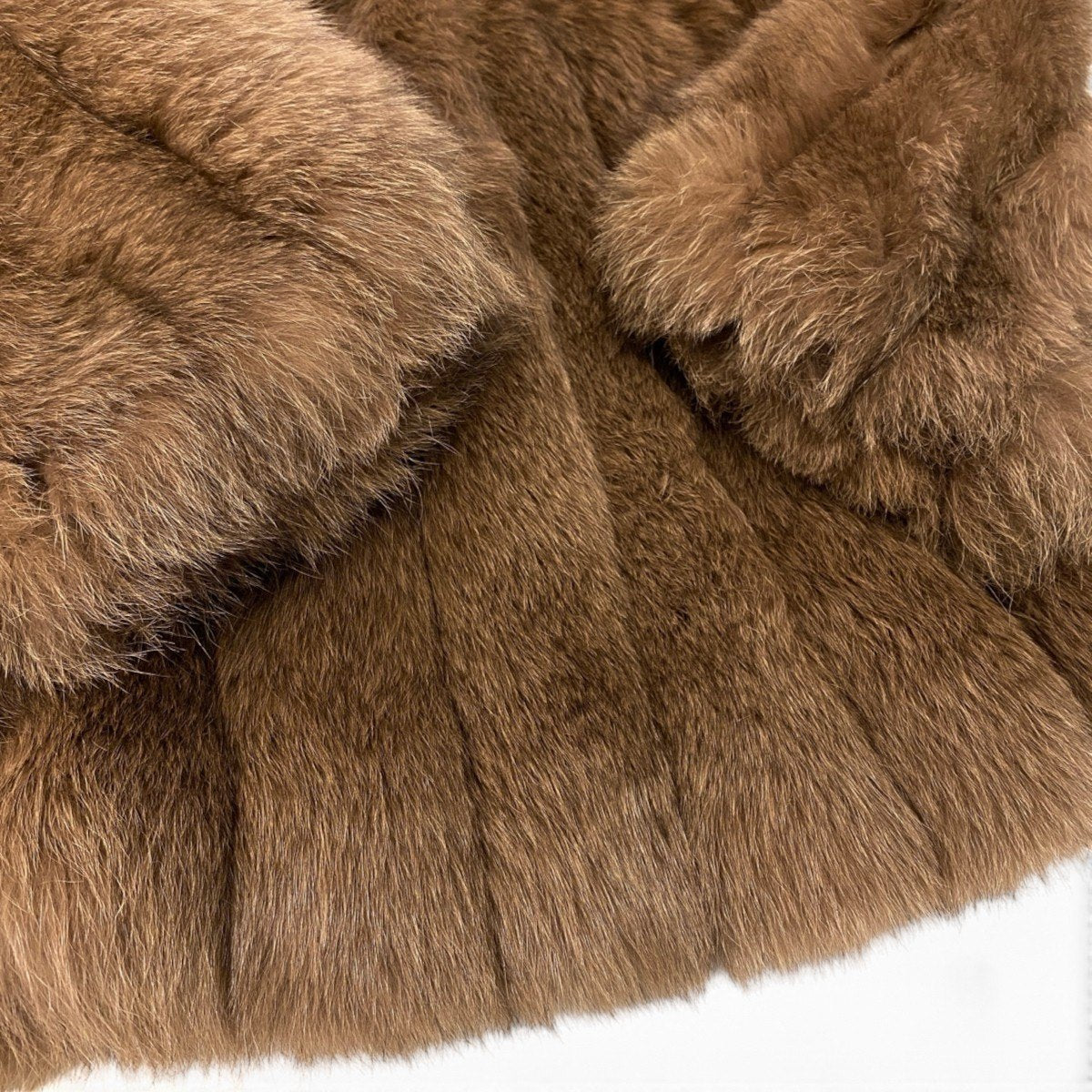 62i16 DONALD BROOKS 染め フォックスファー コート サイズ11 ブラウン 本毛皮 Fox Fur Coatt18r