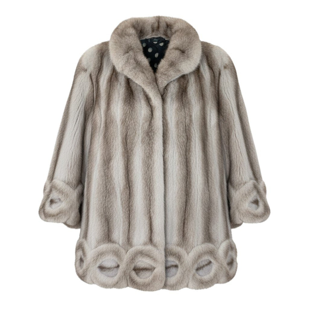 93h8 染めクロスミンク ロングコート サイズL 本毛皮 Dyed Cross Mink Fur Long Coat 裾広がりt18r