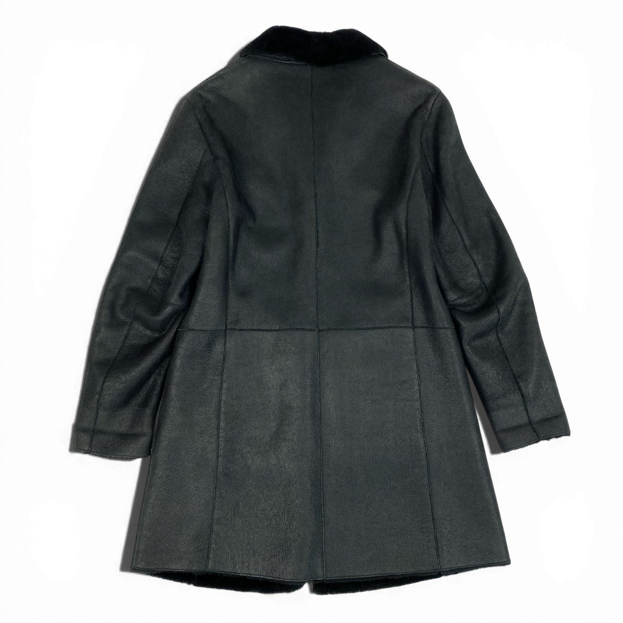 48a19 GIORGIO ARMANI ジョルジオアルマーニ ムートンコート レザーコート サイズ46 ブラック ムートンレザー メンズ 男性用 アウターk02i