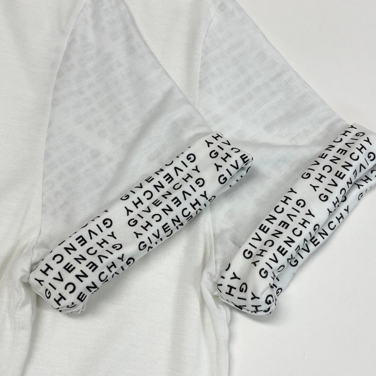 Ic27 GIVENCHY ジバンシー 半袖Tシャツ スリーブブランドロゴ ストレッチ素材 トップスカットソー イタリア製 ホワイト レディース 女性用u02t