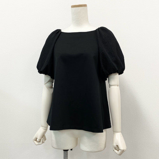 42a23 《美品》 FOXEY NEW YORK フォクシー ニューヨーク PLISSE TOP  カットソー Tシャツ 42991 38 ブラック 日本製 夏