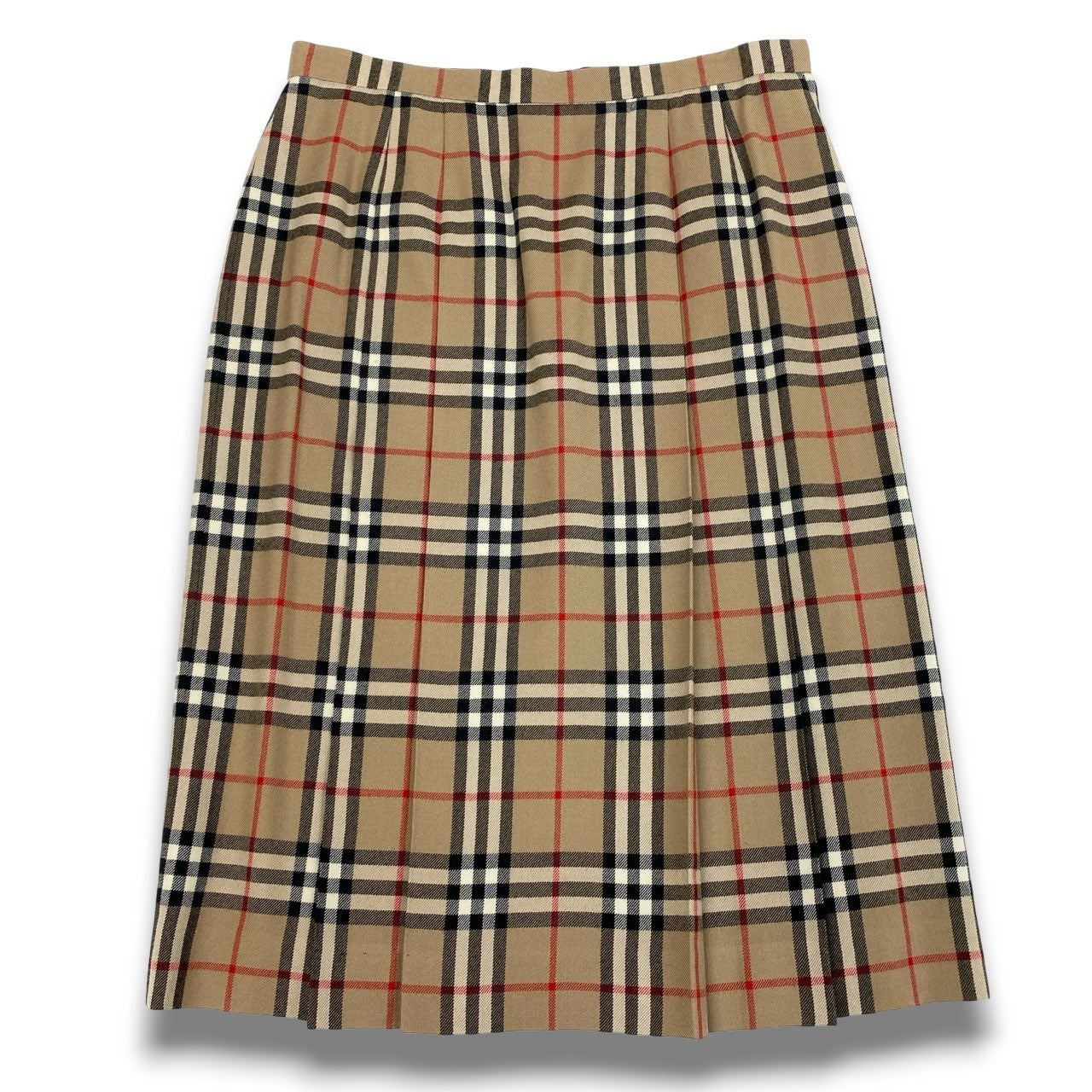 43b20 Vintage Burberrys バーバリーズ ヴィンテージ ノバチェック フレアスカート タックプリーツ 13 ベージュ系 ウール レディースu02t