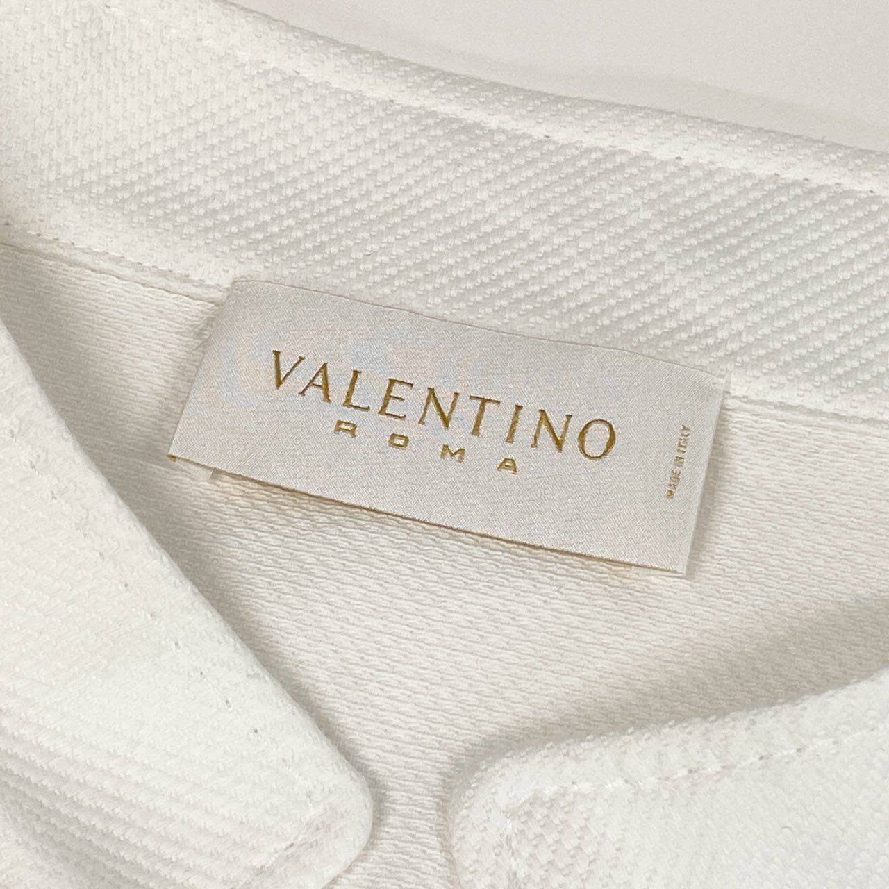 22a23 VALENTINO ROMA ヴァレンティノ ノーカラージャケット テーラードジャケット 46 ホワイト コットン 大きいサイズu02t