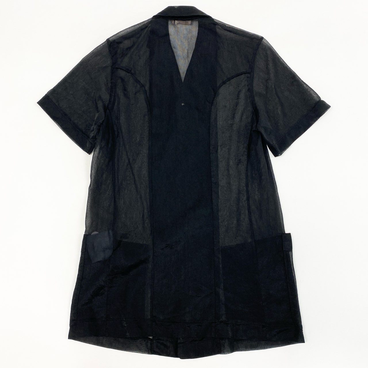 43e12 COMME des GARCONS コムデギャルソン プルオーバー シアーシャツ S ブラック 透け感 メッシュ 半袖 夏 ヴィンテージ