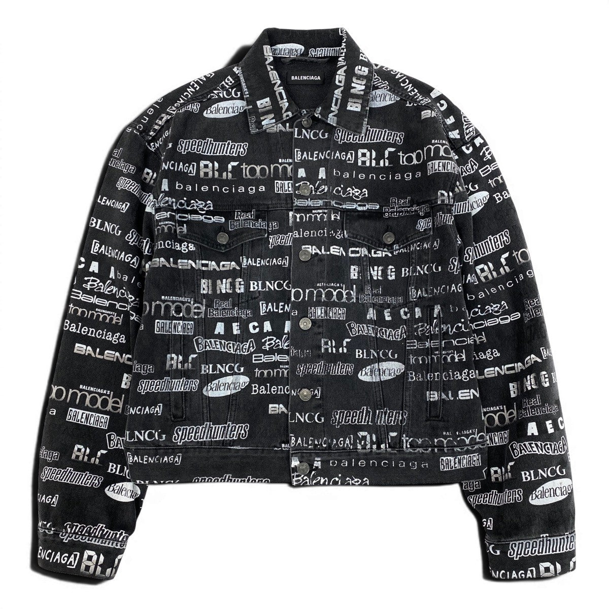 32f11 BALENCIAGA バレンシアガ 20AW Logo Print Denim Jacket ロゴプリント デニムジャケット 620731 44 ブラック コットン メンズo07t 32f11 BALENCIAGA バレンシアガ 20AW Logo Print Denim Jacket ロゴ