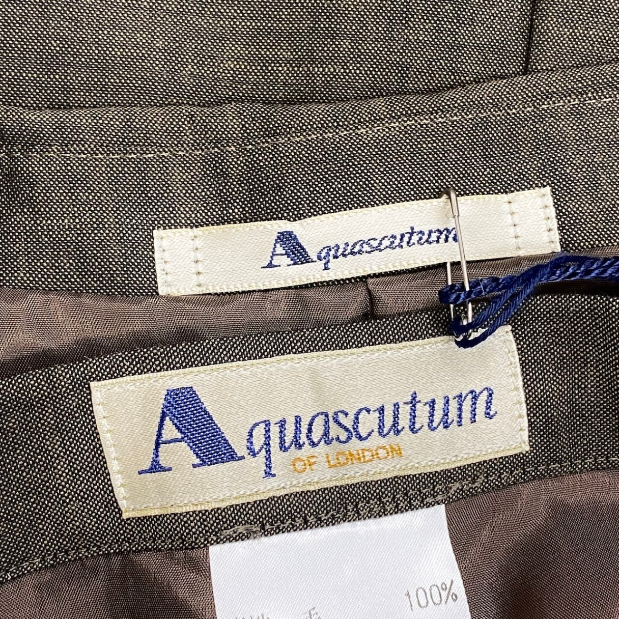 72e15【未使用保管品】 Apuascutum アクアスキュータム セットアップ パンツスーツ フォーマル テーラードジャケット スラックスパンツ サイズ13 ブラウン系 ウール100％ レディース 女性用u02t