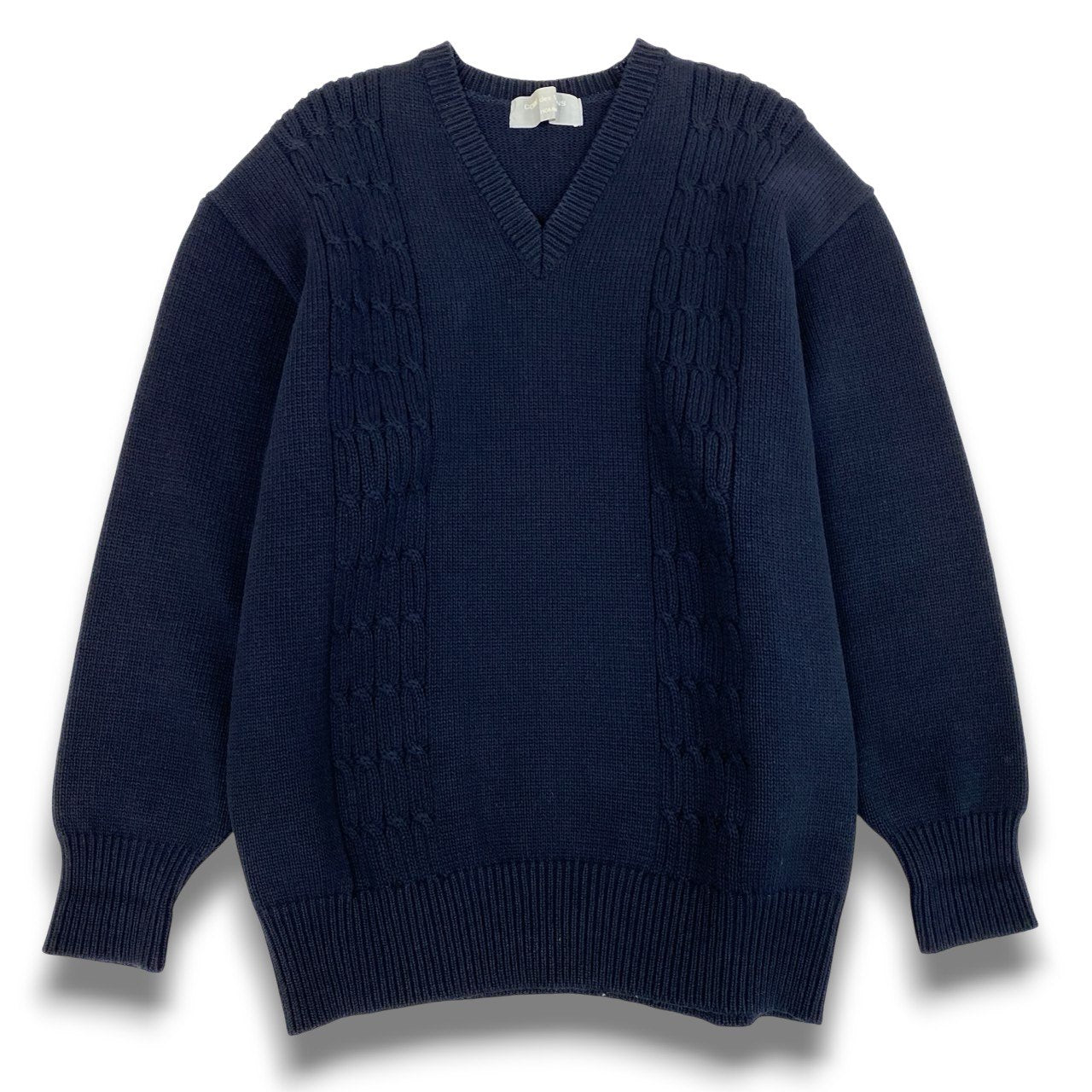 43b20 COMME des GARCONS HOMME コムデギャルソンオム 田中オム ケーブル編み コットンニット セーター 度詰め ネイビー コットン 90su02t