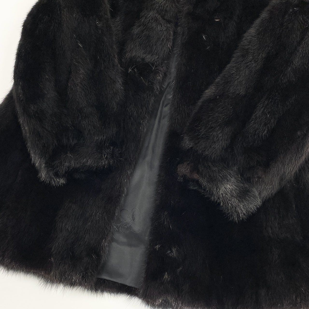 43a21 ダークミンク ファーコート サイズ11 ブラック 本毛皮 Dark Mink Fur Coat 毛質◎ ポケット有t18r
