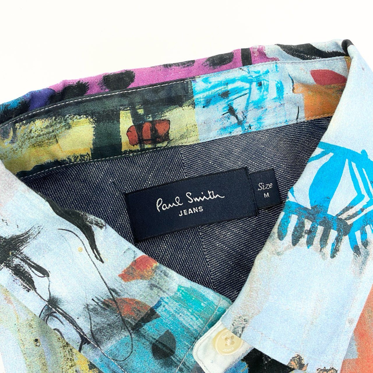 58c5【美品】Paul Smith ポールスミス 2013AW バスキア ロングスリーブシャツ 総柄 プリントシャツ Mサイズ マルチカラー コットン100％ メンズ 男性用u02t