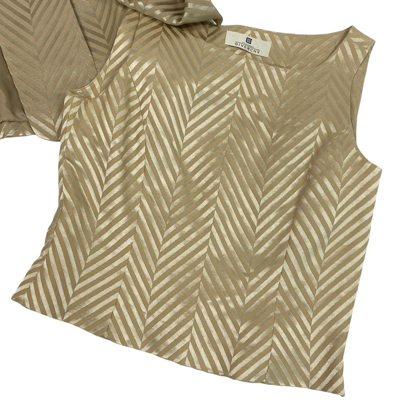 67b3 GIVENCHY BOUTIQUE ジバンシー ジャケット ベスト セットアップ 2点セット 総柄 サイズ40/38 ゴールド レディースu02t