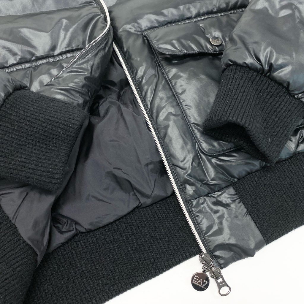 3l27《美品》 EMPORIO ARMANI エンポリオアルマーニ EA7 ダウンジャケット サイズM ブラック DOWN JACKETt18r