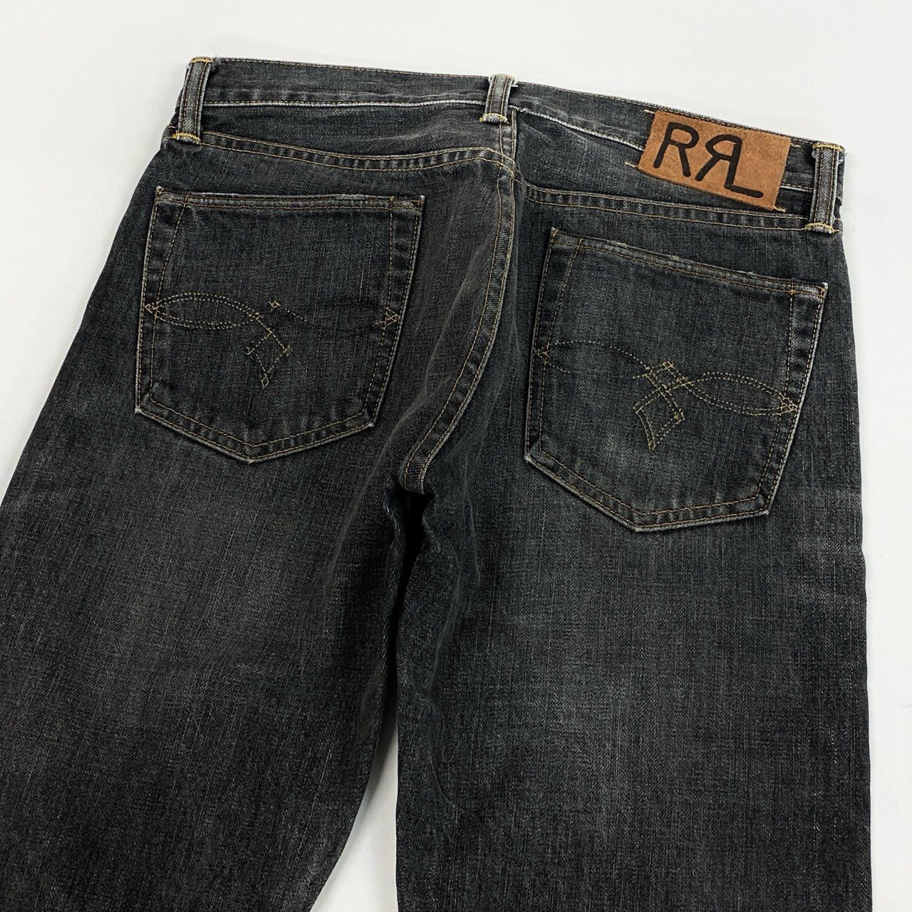 70L23 DOUBLE RL ダブルアールエル BLACK WASH ブラックウォッシュ ローストレート デニムパンツ 30×30 ブラック ジーンズ Ralph Lauren ラルフローレンt18r