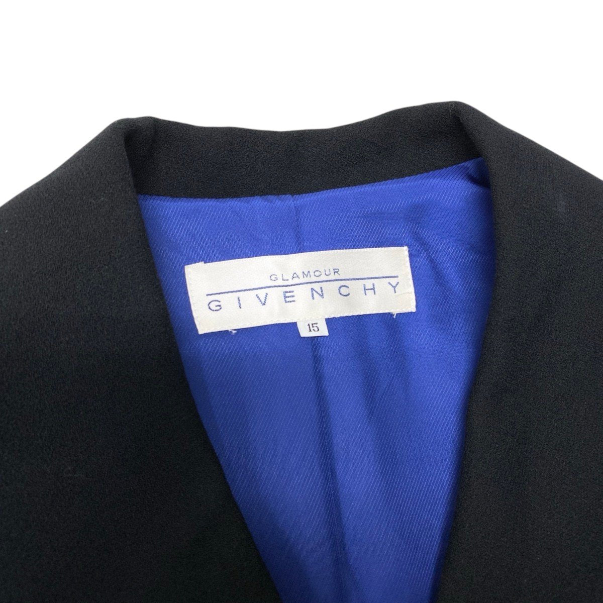 93h3 GIVENCHY ジバンシー ロングジャケット ジャケットコート ロゴボタン バイカラー 15サイズ ブルー ブラック ウール100％ レディース 女性用u02t