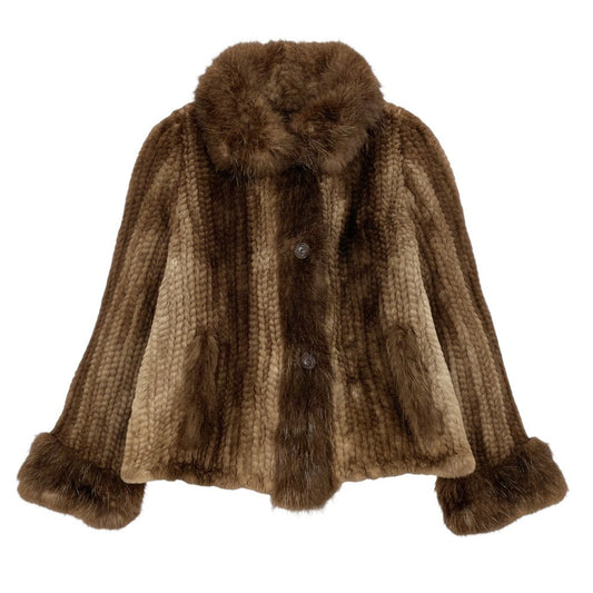 48d16 ビーバーヤーンジャケット 毛皮ジャケット アウター Mサイズ ブラウン 毛皮 レディース 女性用k02i
