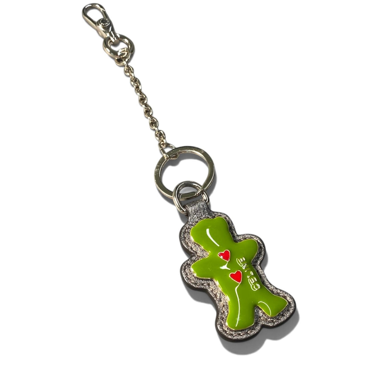 i7 CELINE セリーヌ ラブベアー キーチャーム Love Bear Key Charm グリーン キーホルダーt18r