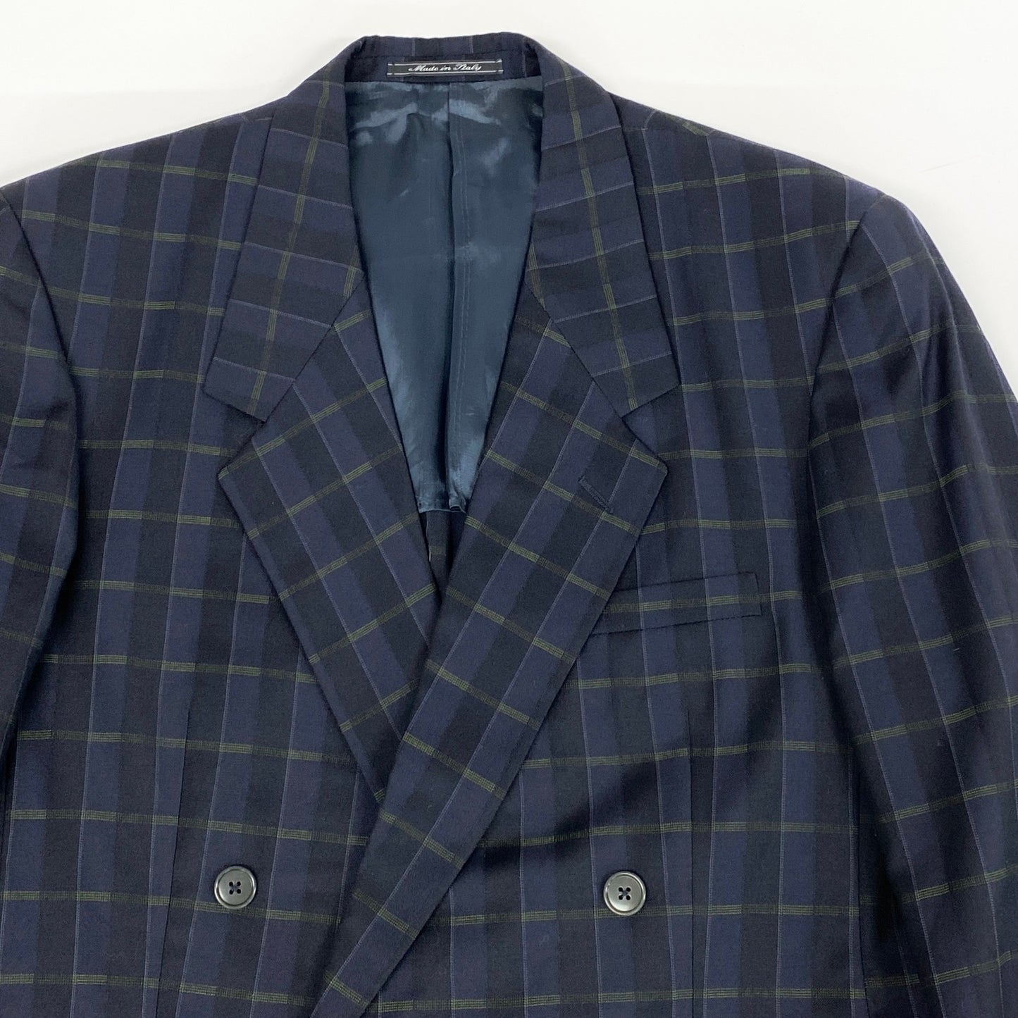 30h29 GIANNI VERSACE ジャンニヴェルサーチ スーツセットアップ ダブルスーツ テーラードジャケット スラックス イタリー製 46サイズ ネイビー系 メンズ 男性用