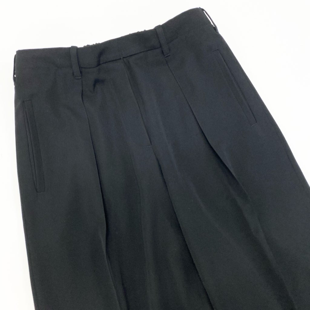 6a9 【美品】HERMES エルメス スラックス ウールパンツ ワイドパンツ ボトム 36サイズ ブラック ウール100％ レディースu02t