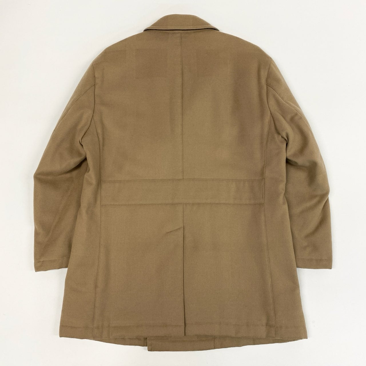 84j5 BLACK LABEL CRESTBRIDGE ブラックレーベル クレストブリッジ チェック柄 ダウン ピーコート ハーフコート ジャケット 51F15-614-46 Lサイズ ベージュ ウール 羊毛 メンズo07t