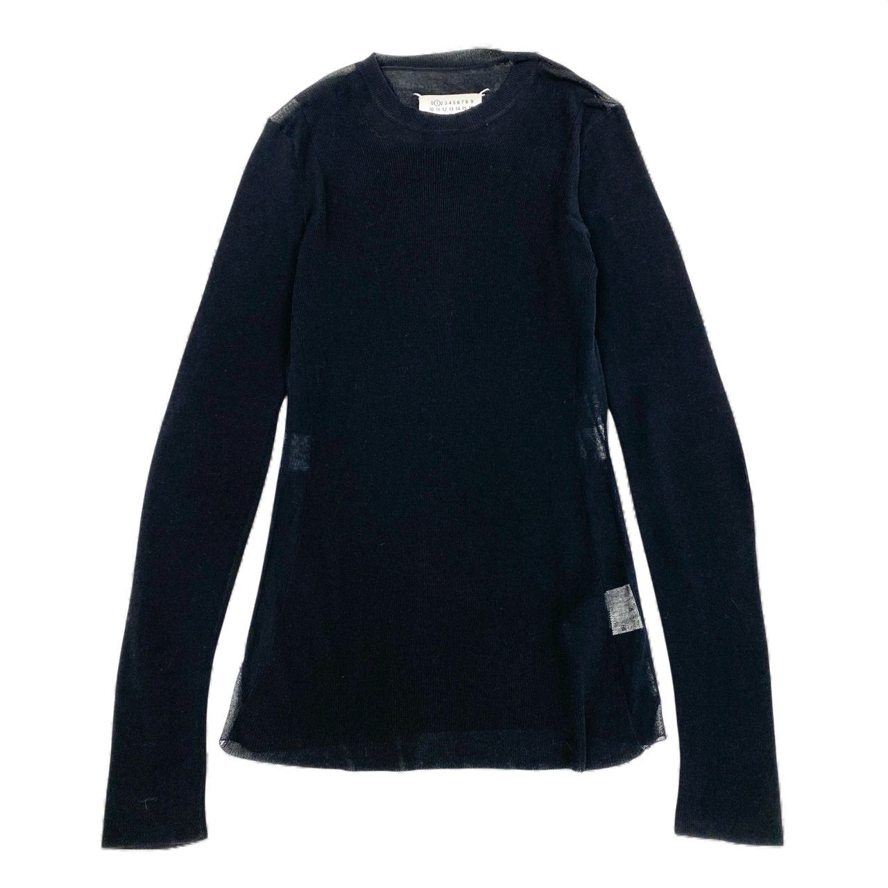 74k11《美品》 Maison Margiela メゾンマルジェラ 18SS シースルー スイッチング コットンニット S ブラック 4つタグ 透け感◎t18r