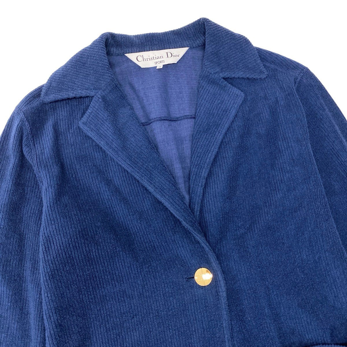 Eh10 Christian Dior SPORT クリスチャンディオール チェスターコート リブパイル CDロゴ 金ボタン サイズM ネイビー レディースo07t