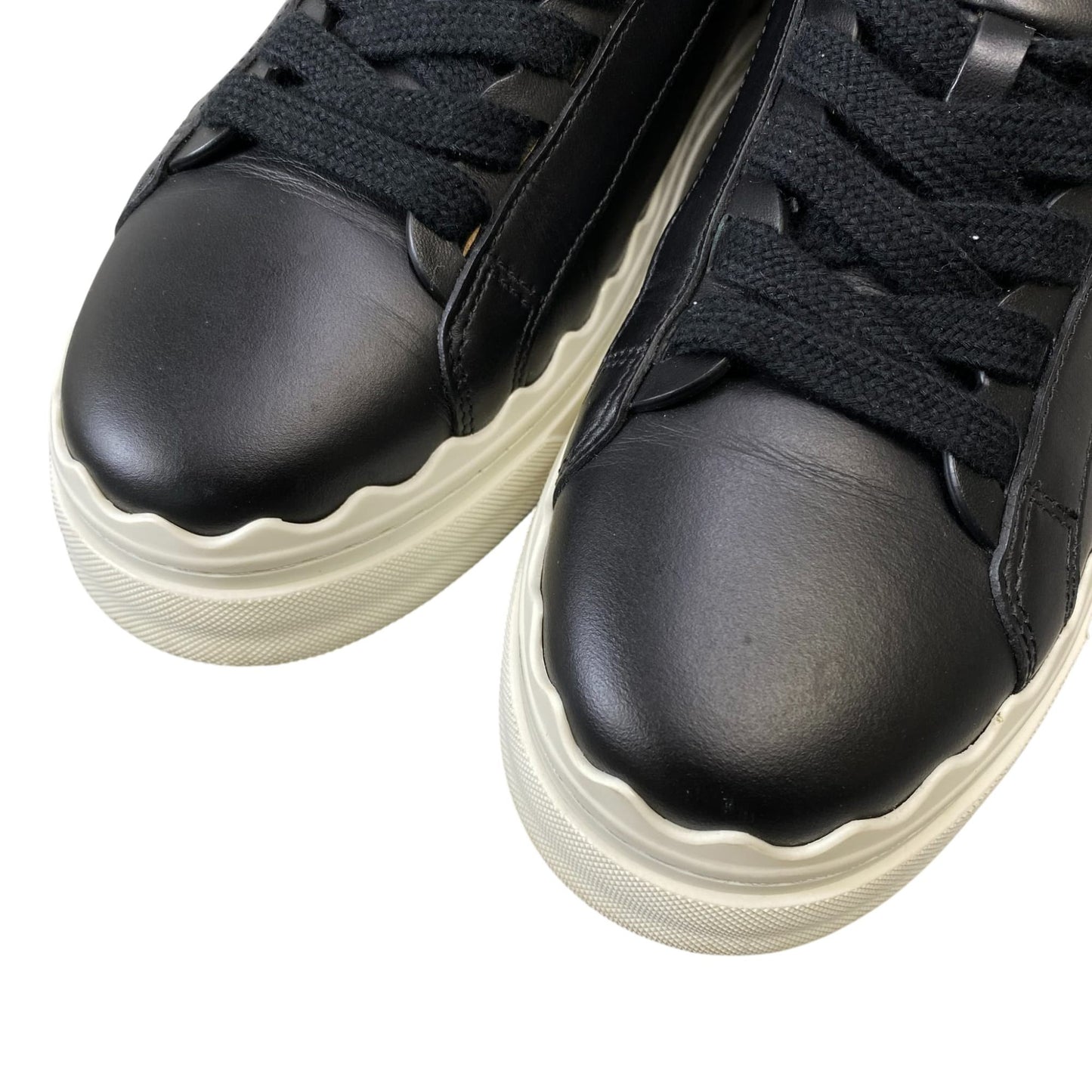 1A10 Chloe クロエ ローカットスニーカー レザースニーカー スム―スカーフスキン 38サイズ ブラック ホワイト レディースk02i