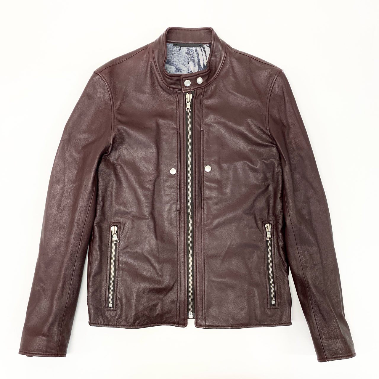 60i29 《美品》定価￥94.600 PS Paul Smith ポールスミス ゴートレザー シングルライダース ジャケット 386NLB L ワインレッド 山羊革 SINGLE RIDERSt18r