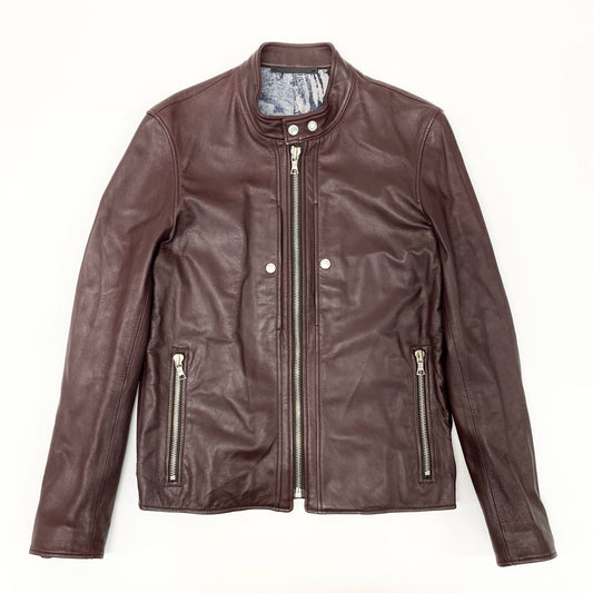 60i29 《美品》定価￥94.600 PS Paul Smith ポールスミス ゴートレザー シングルライダース ジャケット 386NLB L ワインレッド 山羊革 SINGLE RIDERSt18r
