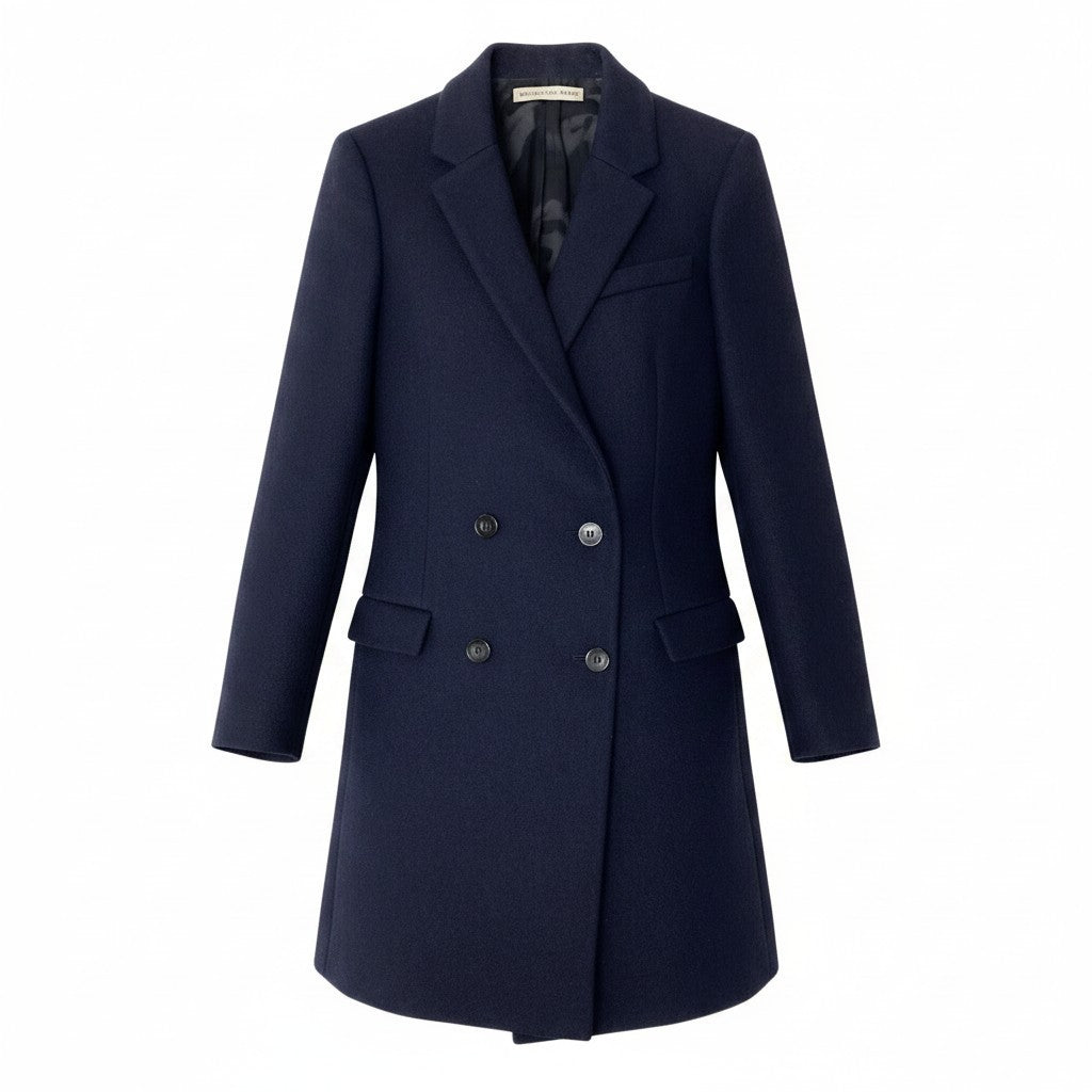 48e28 BALENCIAGA.PARIS バレンシアガ チェスターコート ダブルブレスト 328262 サイズ34 ネイビー レディース 女性服o07t