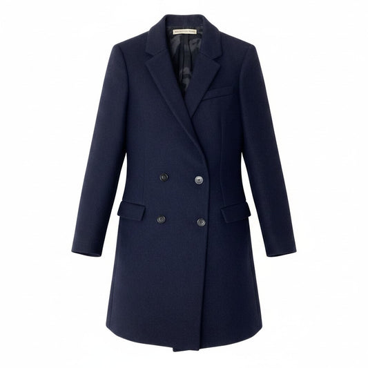 48e28 BALENCIAGA.PARIS バレンシアガ チェスターコート ダブルブレスト 328262 サイズ34 ネイビー レディース 女性服o07t