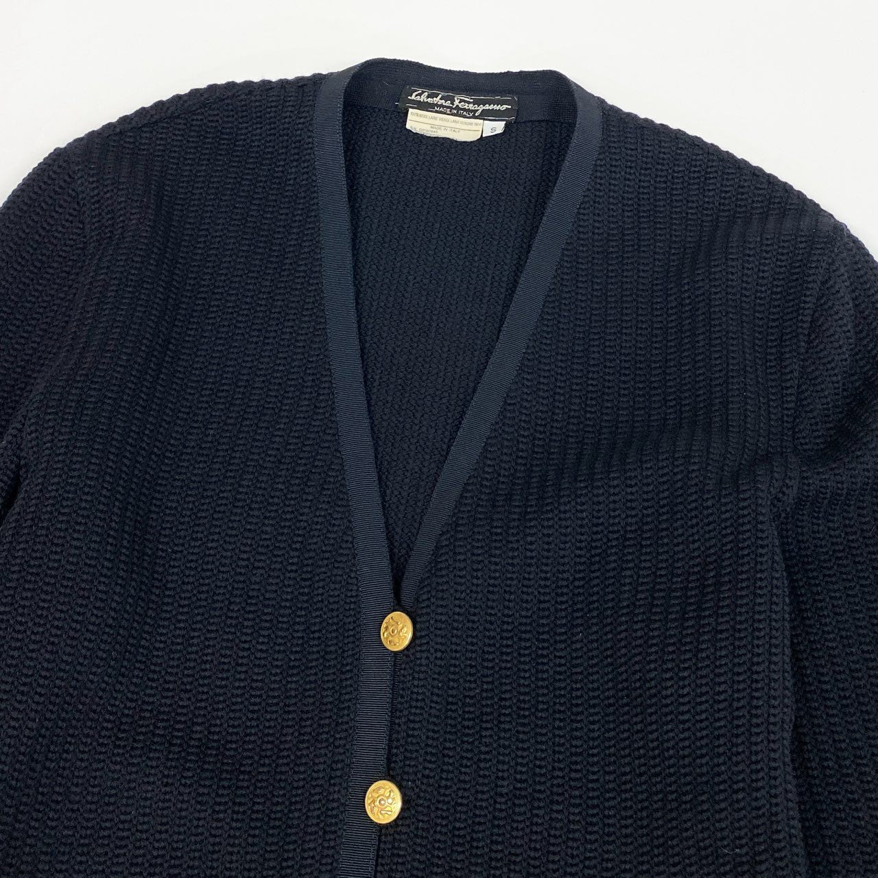 4a4 Vintage Salvatore Ferragamo ヴィンテージ サルヴァトーレフェラガモ Middle Gauge Knit Cardigan ニットカーディガン Size S レディース 女性用k02i